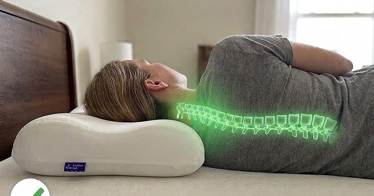 Contoured memory-foam pillow with raised side bolsters on a bed